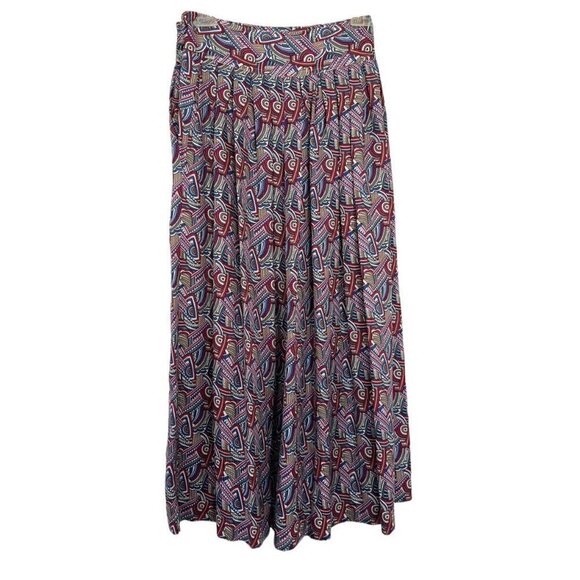 Vintage 90s TAHARI Woman's Sz 2 100% Silk Blouse & Skirt Set Pink Blue Geometric - Picture 5 of 14